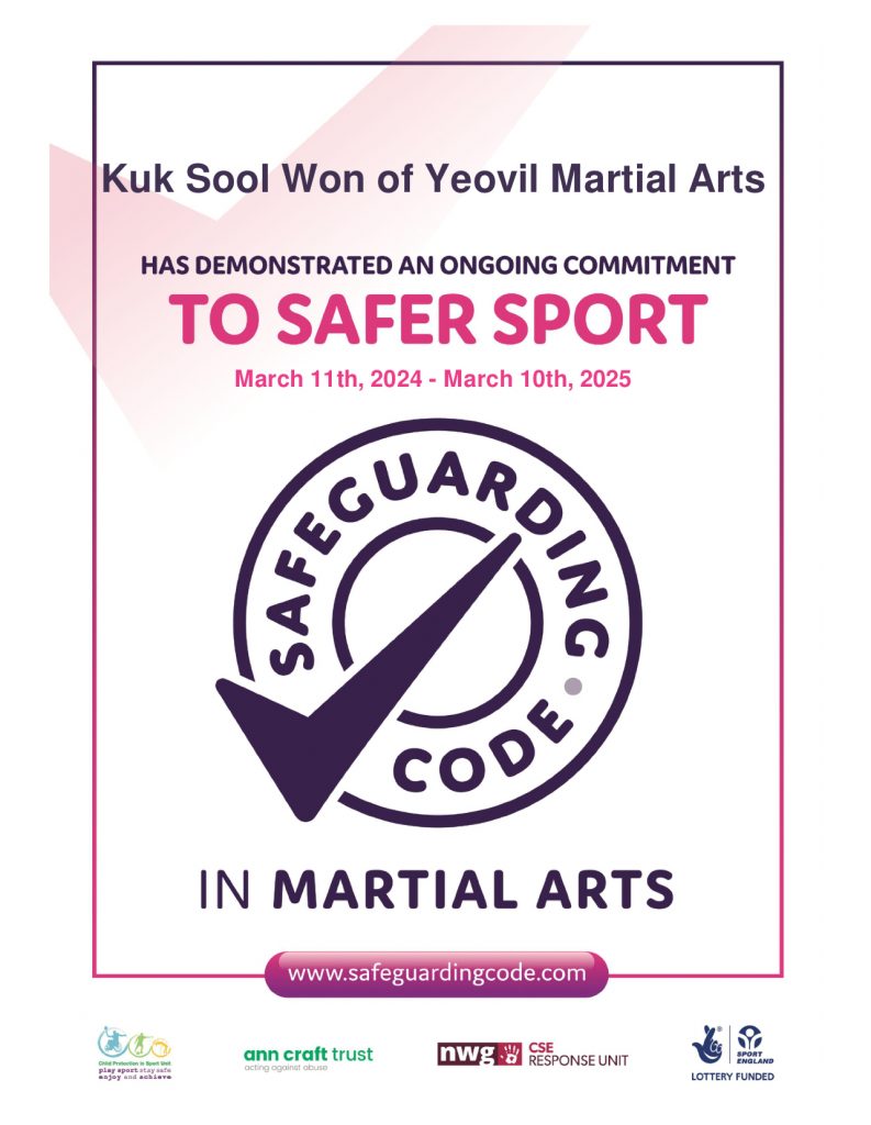 Safeguarding Code in Martial Arts 2024 certificate